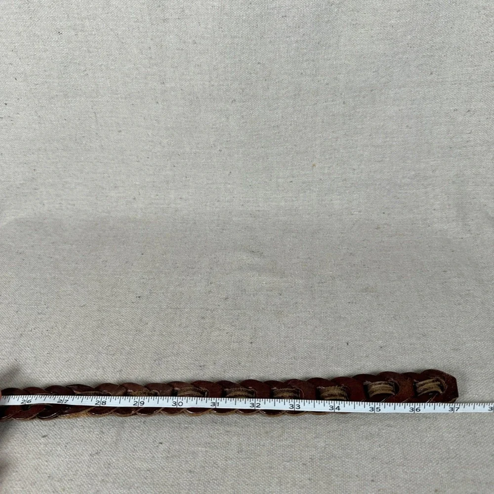 Western‎ Brown Braided Genuine Leather Belt Silver Flower Concho Accents Size SM